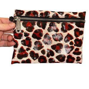 Zip Pouch Makeup bag Brighton red black leopard spot